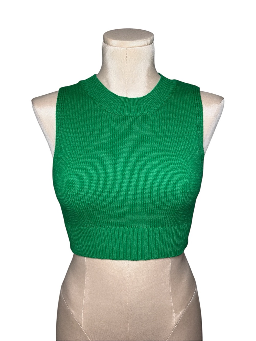 Green Cropped Sweater Vest